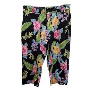 White Stag Black and Floral Beachy Crop High Rise Pants